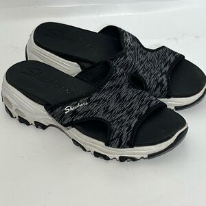 Skechers Women's Black White Cali D'Lites-Cool Footings Slide Sandals Size 8